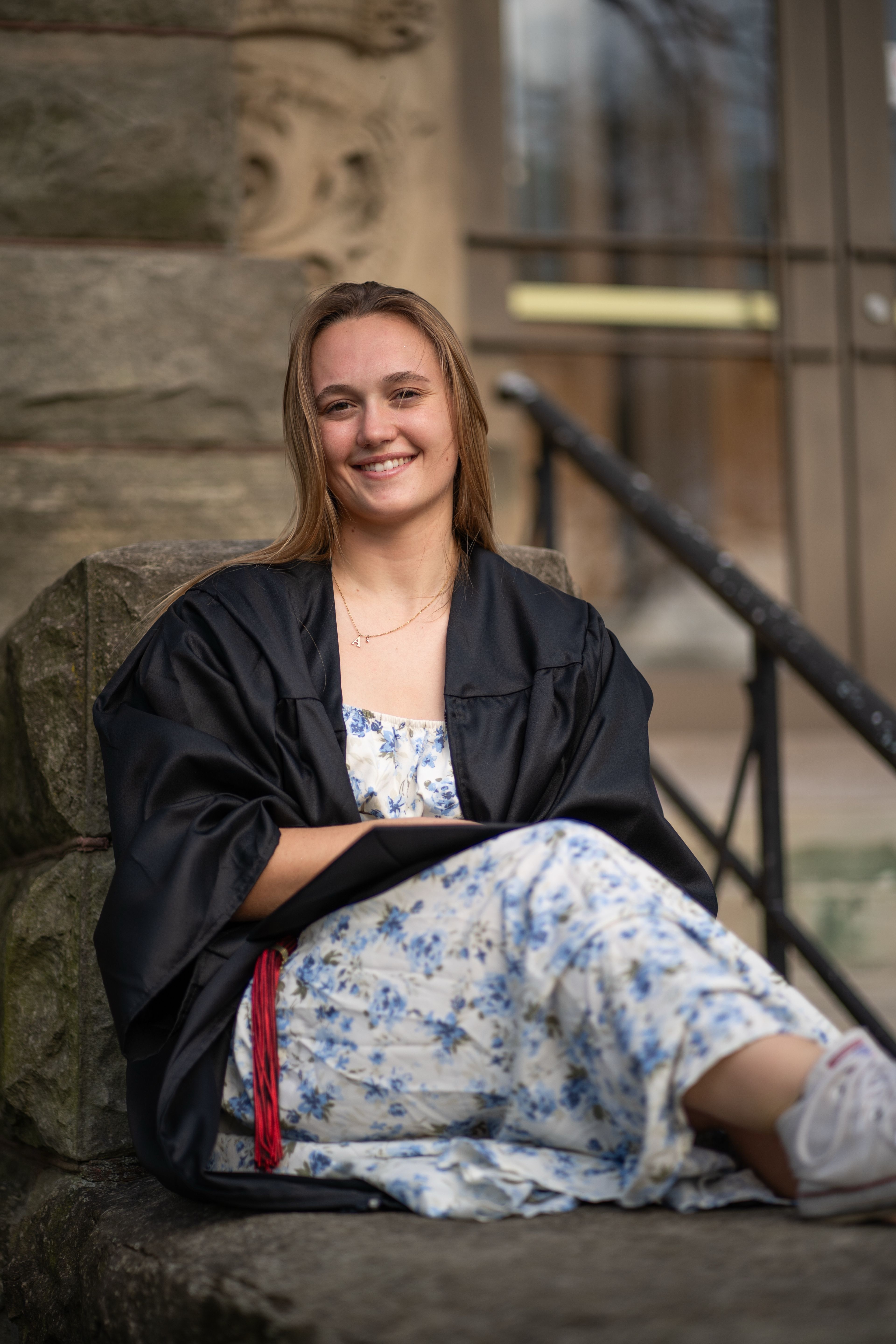 Senior portrait on stone steps